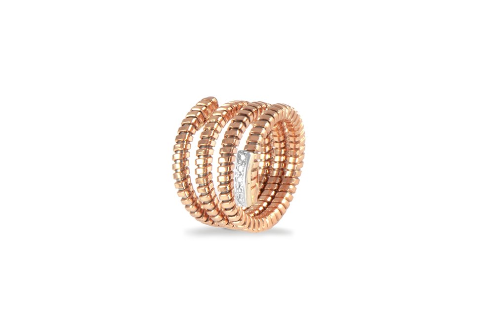 PINK GOLD RING WITH DIAMONDS טבעת זהב ורוד עם יהלומים