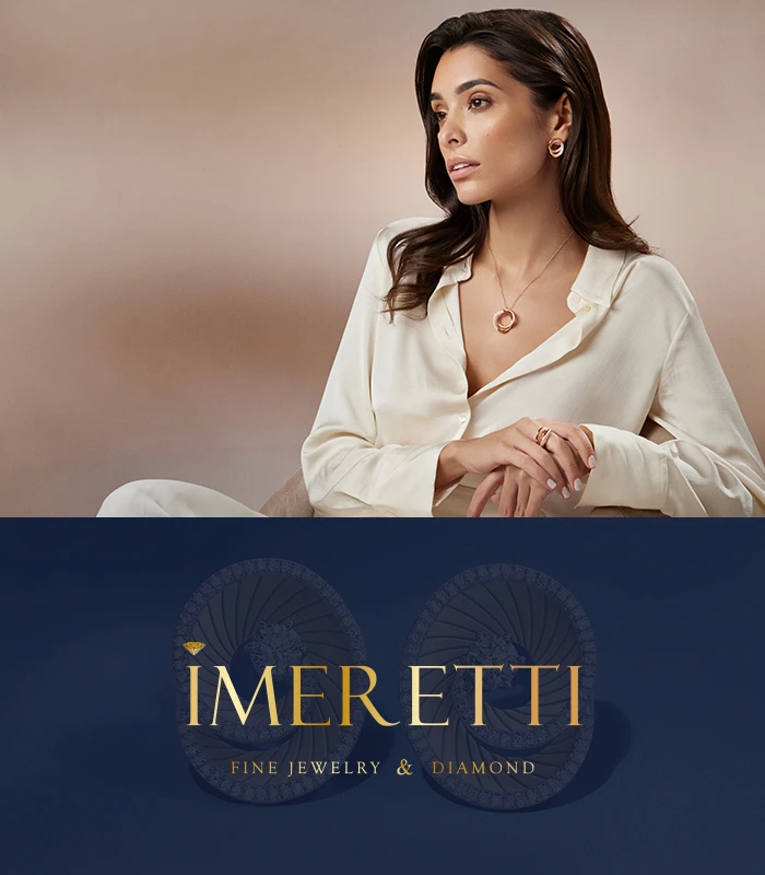 IMERETTI — דוגמנית עונדת תליון, עגילים וטבעת