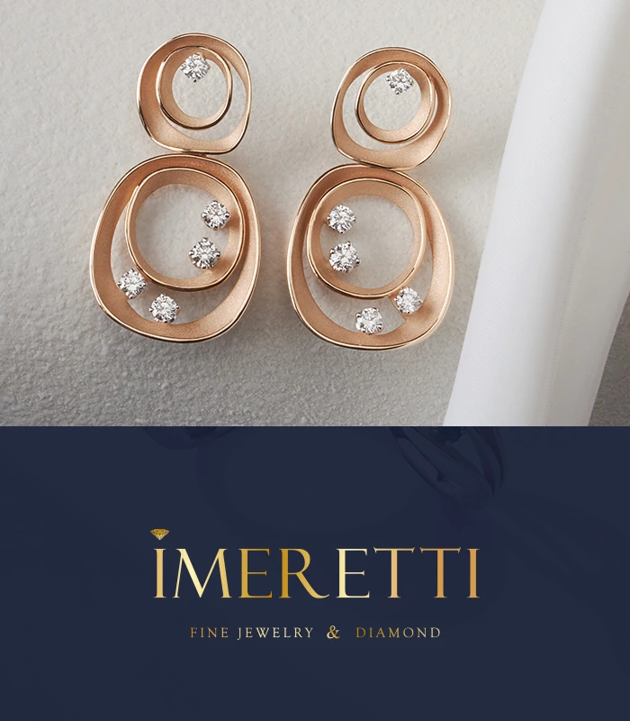 IMERETTI — עגילים משובצים בעיצוב מעוגל