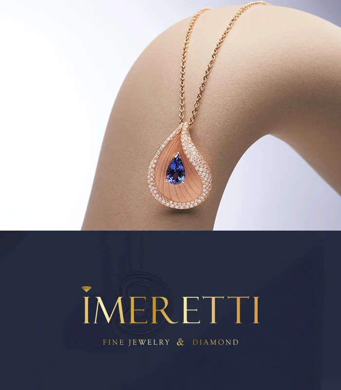 IMERETTI — תליון בצורת טיפה עם אבן חן כחולה