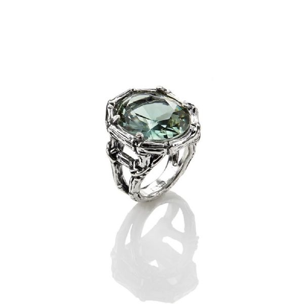 BAMBOO QUARTZ RING טבעת כסף