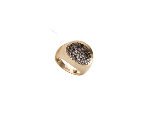 MATERA SMALL RING with BLACK DIAMONDS טבעת זהב עם הלומים