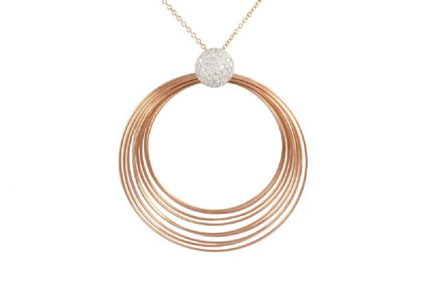 PINK GOLD NECKLACE WITH DIAMONDS תליון זהב ורוד עם יהלומים