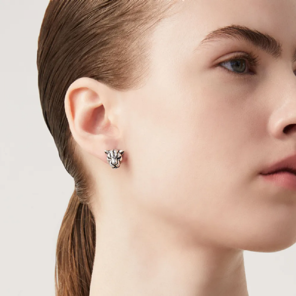 LEOPARD HEAD EARRINGS עגילים כסף