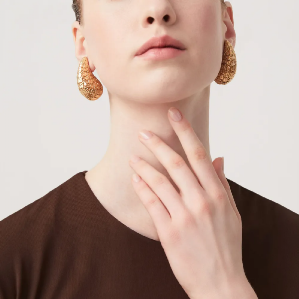 CROCODILE DROPLET EARRINGS GOLD-PLATED עגילים כסף