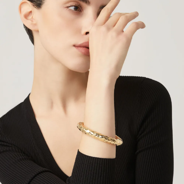 STONE BIG BANGLE IN GOLD-PLATED צמיד כסף