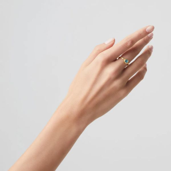 LIME BLUE SMALL LOOP RING טבעת כסף