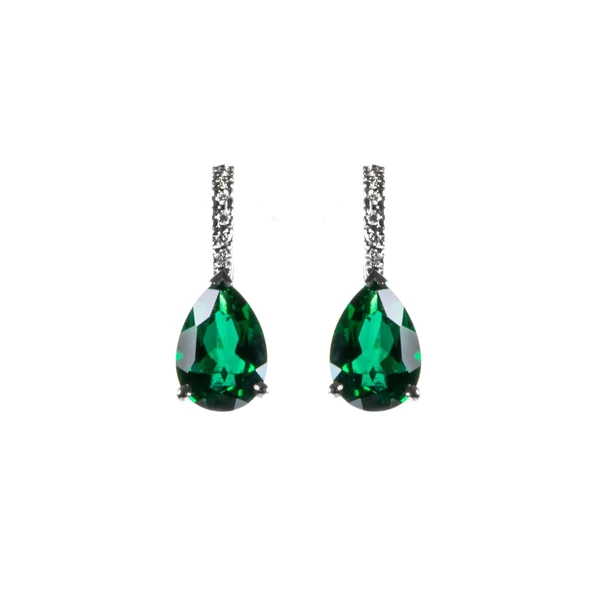 Gold Earrings with Emeralds and Diamonds עגילי יהלומים