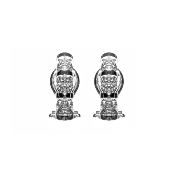 Gold Track Earrings with Diamonds עגילי יהלומים