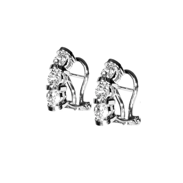 Gold Track Earrings with Diamonds עגילי יהלומים
