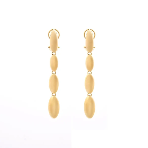 Gold Four Oval Earrings עגילי זהב צהוב