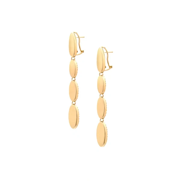 Gold Four Oval Earrings עגילי זהב צהוב