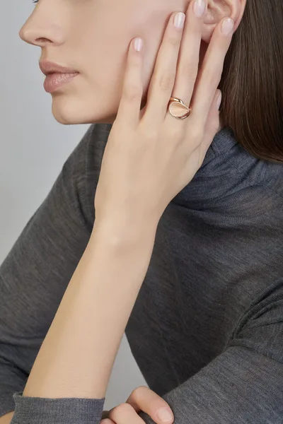 RING GOCCIA WITH DIAMONDS טבעת זהב ורוד עם הלומים