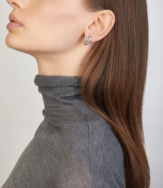 עגילים זהב ורוד עם יהלומים DUNE ORANGE APRICOT GOLD EARRINGS