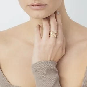 RING DUNE Ring Orange Apricot Gold With Diamonds טבעת זהב צהוב עם יהלומים