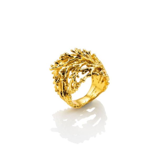 SUPER CORAL RING GOLDPLATED טבעת כסף