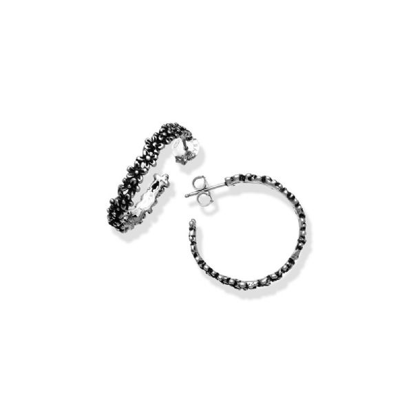 DAISIES MEDIUM HOOP EARRINGS עגילים כסף