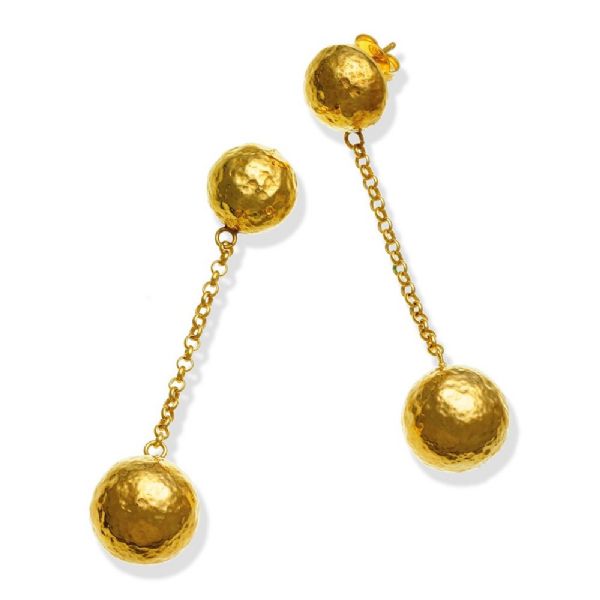 SUPER BOWL SPHERES EARRINGS GOLDPLATED עגילים כסף