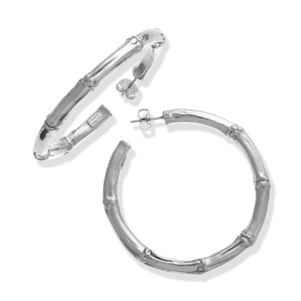 BAMBOO MAXI HOOP EARRINGS עגילים כסף