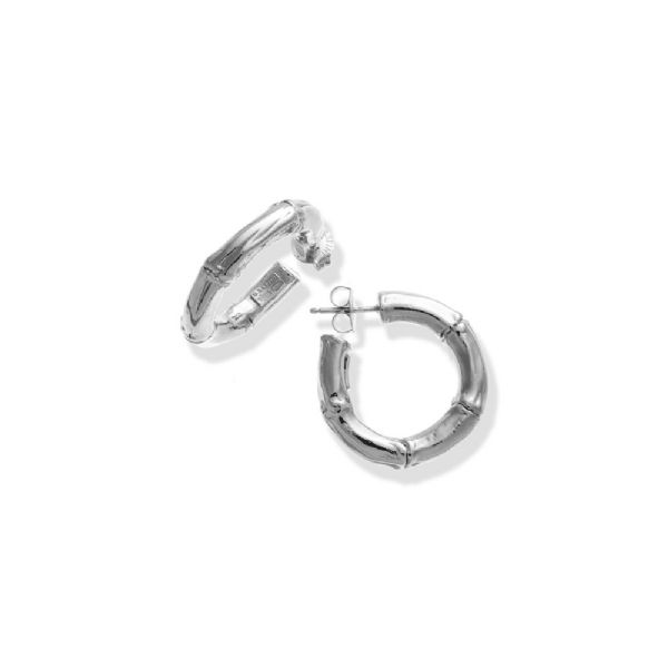 BAMBOO SMALL HOOP EARRINGS עגילים כסף