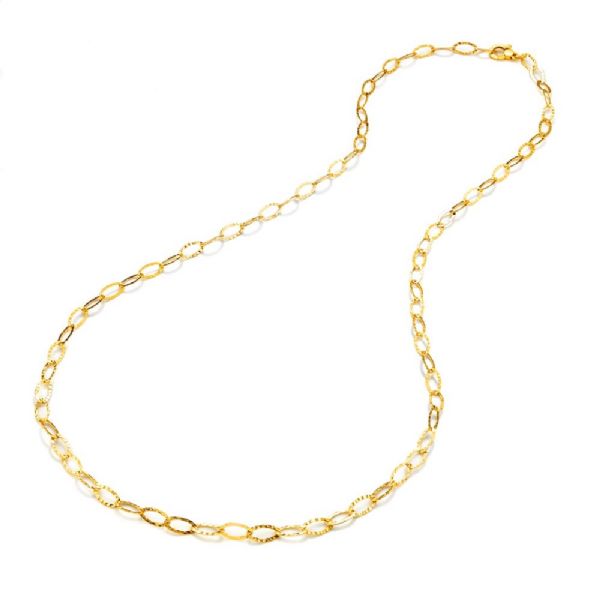 HAMMERED OVAL LINKS NECKLACE GOLDPLATED שרשרת כסף