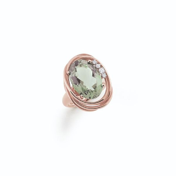 CASHMERE RING WITH PRASIOLITE טבעת זהב ורוד עם יהלומים ופרסיוליט