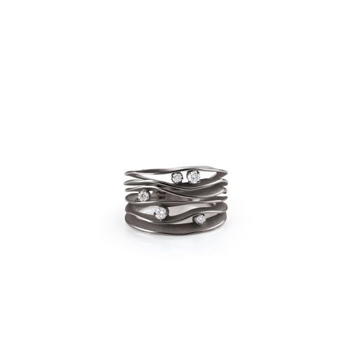 RING DUNE Ring Black Lava Gold With Diamonds טבעת זהב שחור עם יהלומים