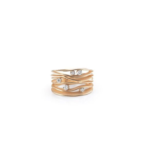 RING DUNE Ring Orange Apricot Gold With Diamonds טבעת זהב צהוב עם יהלומים