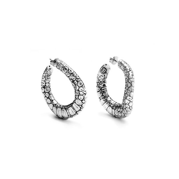 CROCODILE HOOP EARRINGS עגילים כסף