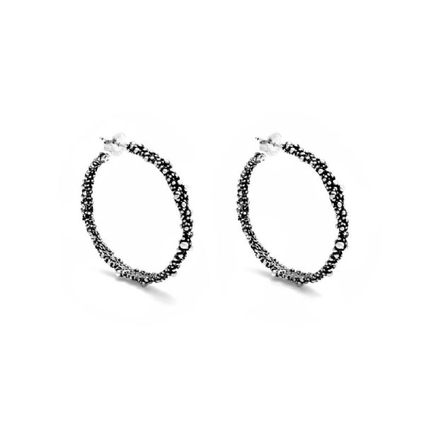 PERLAGE HOOPS EARRINGS עגילים כסף