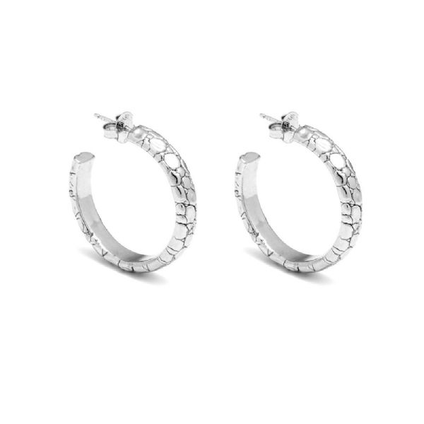 MOON CROCODILE HOOP EARRINGS עגילים כסף