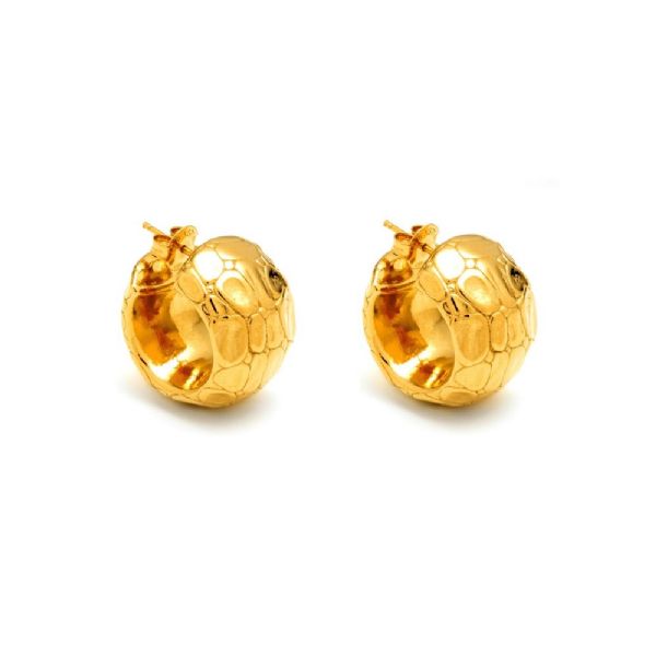 MOON CROCODILE  GOLDPLATED EARRINGS עגילים כסף