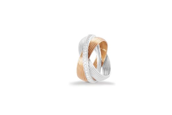 PINK AND WHITE GOLD RING WITH DIAMONDSטבעת זהב לבן ורוד עם יהלומים