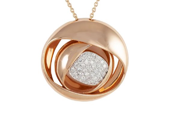PINK GOLD NECKLACE WITH DIAMONDS תליון זהב ורוד עם יהלומים