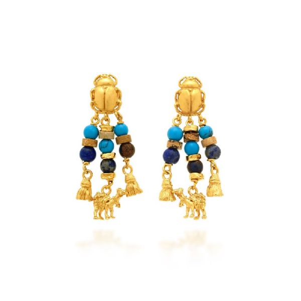 TUAREG BIG EARRINGS GOLD PLATED עגילים כסף