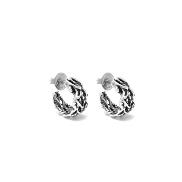 CORAL SMALL HOOP EARRINGS עגילים כסף
