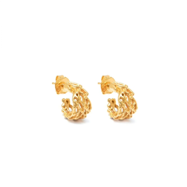 CORAL SMALL HOOP EARRINGS עגילים כסף