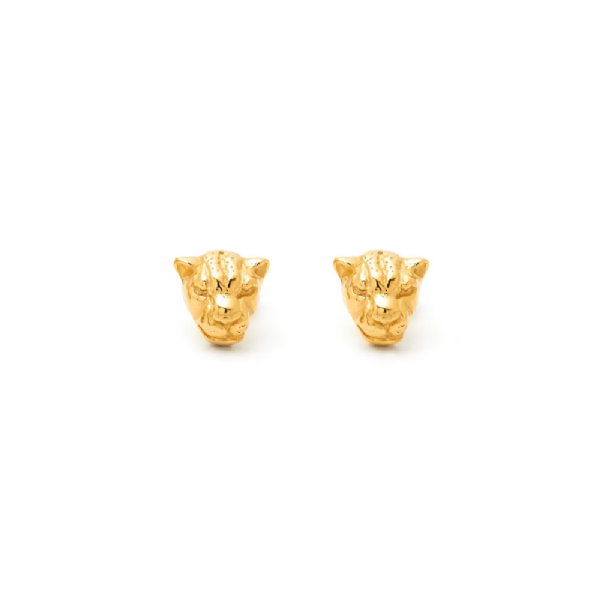 LEOPARD HEAD EARRINGS GOLD-PLATED עגילים כסף