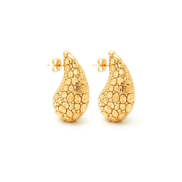 CROCODILE DROPLET EARRINGS GOLD-PLATED עגילים כסף