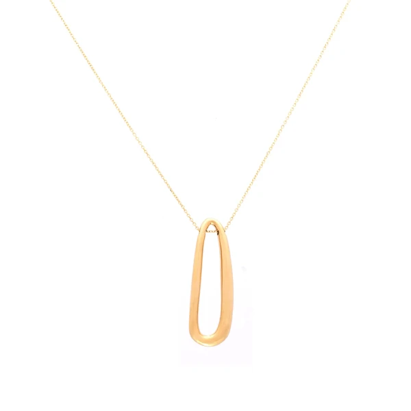 Gold Pendant  with Oval Element תליון זהב צהוב