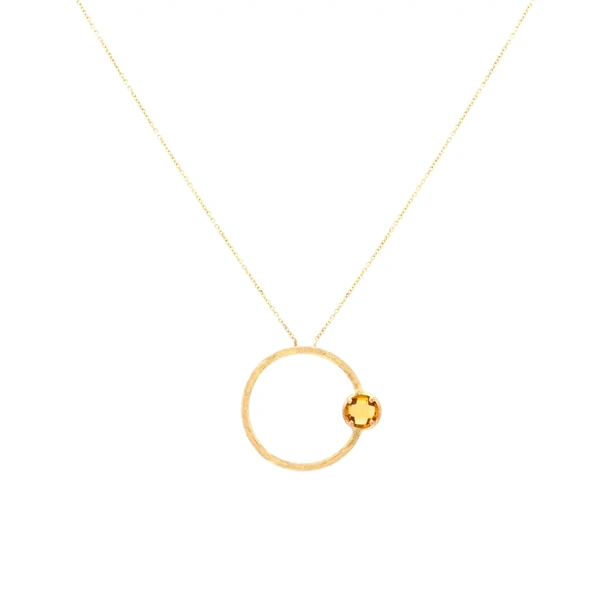 Gold Pendant With Citrine תליון זהב צהוב