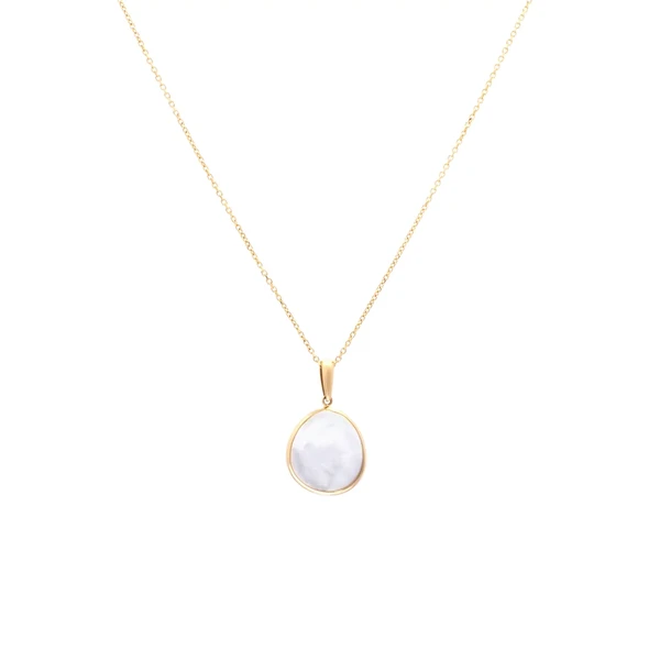 Gold Chain  Pendant With Mother-Of-Pearl שרשרת זהב צהוב