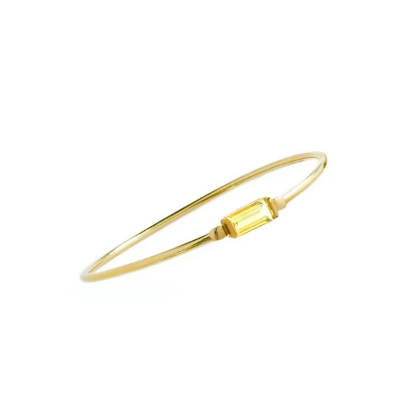 Gold Bracelet with Light Green Quartz צמיד זהב צהוב