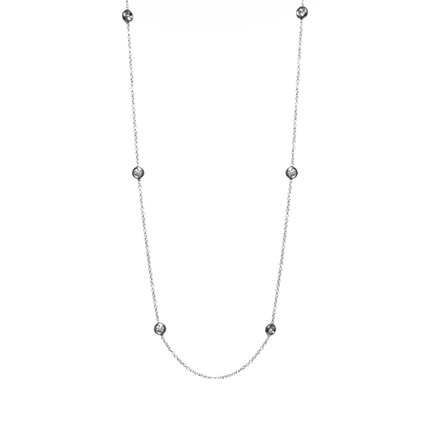 Gold  Necklace with Six Diamonds שרשרת יהלומים זהב לבן