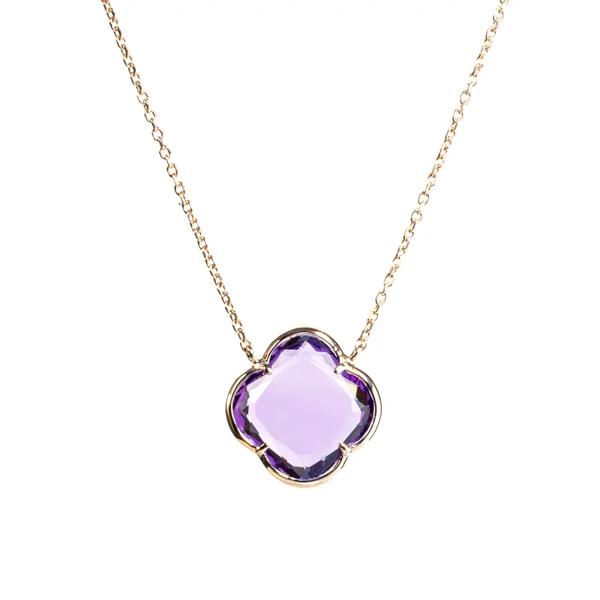 Gold Pendant with Amethyst תליון זהב ורוד