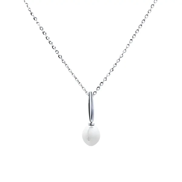Gold Pendant with Natural Pearl שרשרת זהב לבן