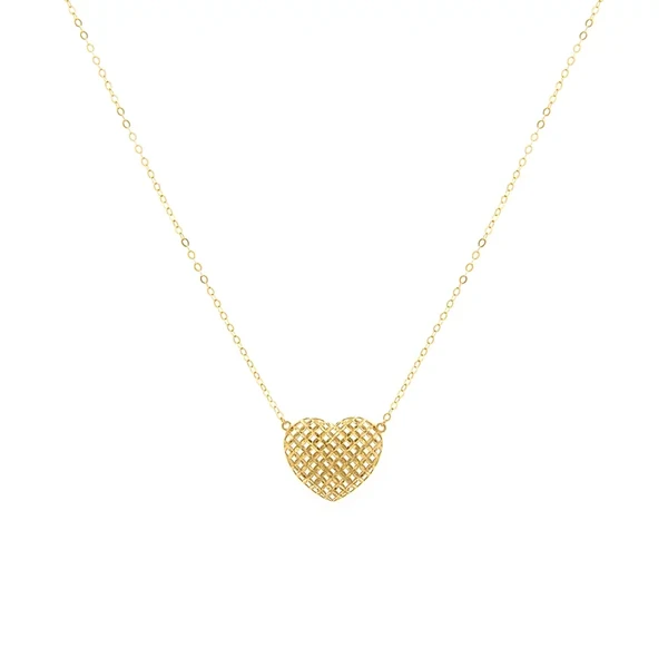 Gold Heart Shaped Pendant שרשרת זהב צהוב