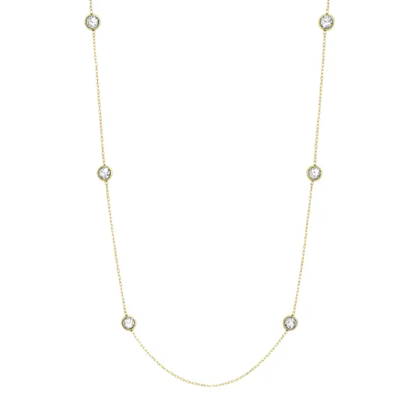 Gold  Necklace with Six Diamonds שרשרת יהלומים זהב צהוב