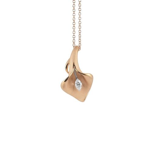 CALLA COLLECTION PENDANT תליון זהב ורוד עם יהלום 0.21ct