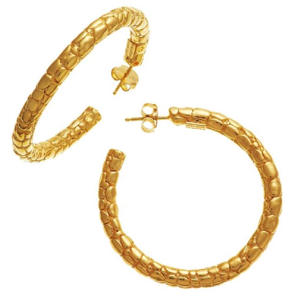 CROCO BIG HOOP EARRINGS GOLDPLATED עגילים כסף